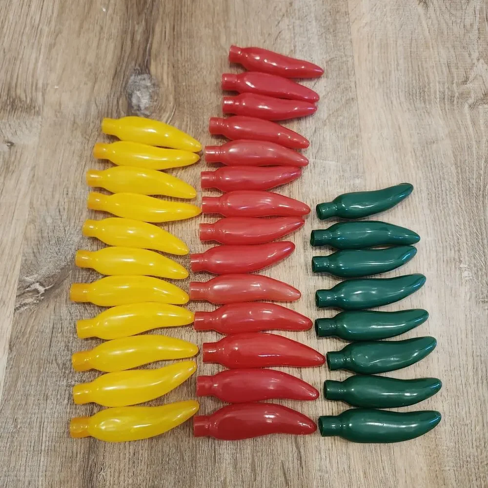 33 Yellow Red Green Chili Pepper Light Covers Bulbs Vintage